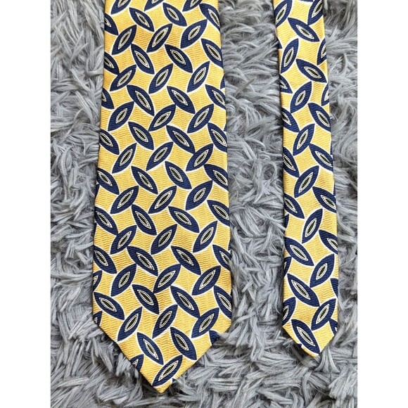 Jos A‎ Bank Executive Collection 100% Silk Tie Yellow Blue Geometric Necktie - Picture 1 of 8